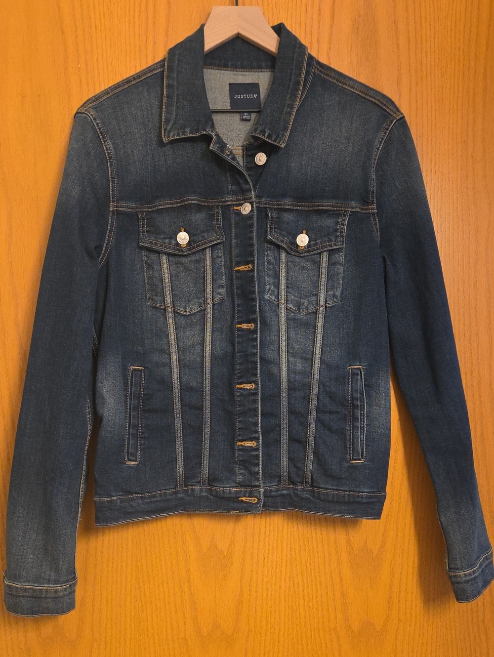 Just USA Indigo Blue Denim Jean Jacket with Chest Flap Pockets